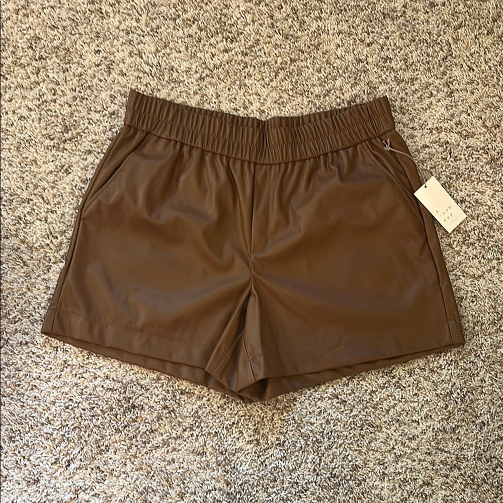 a • new day - Brown Women's Faux Leather Shorts